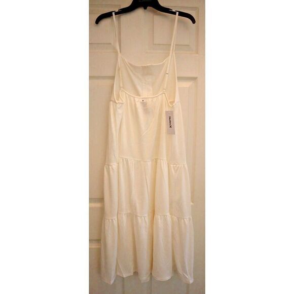 Hurley HC0084 Women Sz M Cream Solid Button Front Tiered Midi Cover Up Dress $50 - Picture 2 of 9